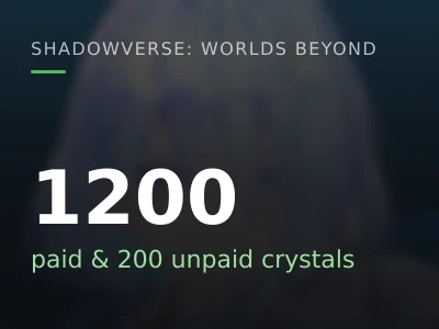 1200 paid & 200 unpaid crystals
